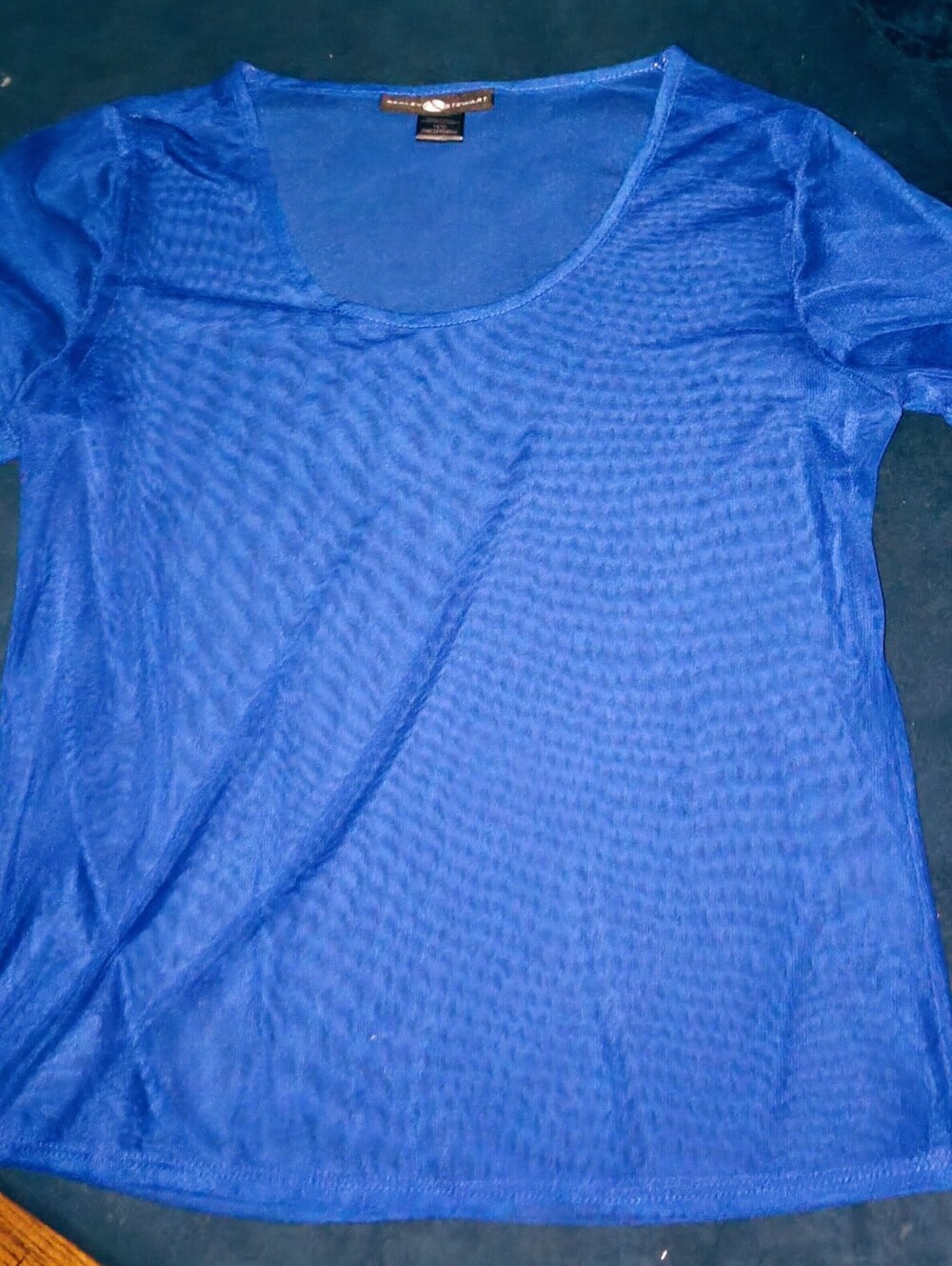 Women’s Scoop Neck Sheer Top - Blue